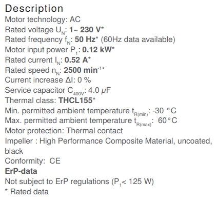 Технологические характеристики RH22V-2EP.WC.2R, арт. 161614